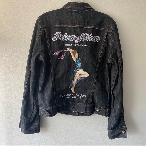 Privacy Wear Breast Cancer Denim Jacket. Embroidery: Women's Size Large - Picture 6 of 6